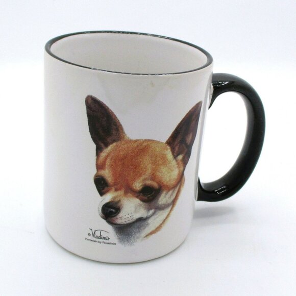 Chihuahua Dog Mug Vladimir By Rosalinde Porcelain White With Black Handle 11 Oz - Picture 1 of 5